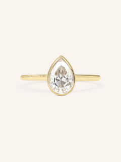 Hidden Bezel Pear Moissanite Solitaire Engagement Ring