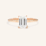 Classical Solo Emerald Step Cut Moissanite Solitaire Engagement Ring