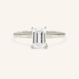 Classical Solo Emerald Step Cut Moissanite Solitaire Engagement Ring