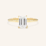 Classical Solo Emerald Step Cut Moissanite Solitaire Engagement Ring