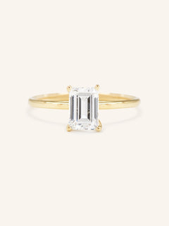 Classical Solo Emerald Step Cut Diamond Solitaire Engagement Ring