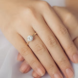Hidden Halo Round Moissanite Solitaire Engagement Ring