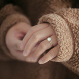 Hidden Halo Round Moissanite Solitaire Engagement Ring