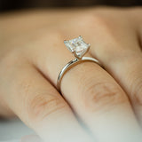 Classical Solo Emerald Step Cut Moissanite Solitaire Engagement Ring