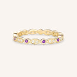 Amethyst Diamond Milgrain Eternity Band