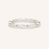Aquamarine Diamond Milgrain Eternity Band