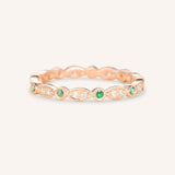 Emerald Diamond Milgrain Eternity Band