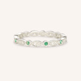 Emerald Diamond Milgrain Eternity Band