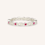 Ruby Diamond Milgrain Eternity Band