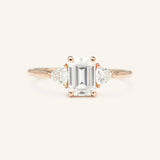 Summer Triangle Emerald Moissanite Three Stone Engagement Ring