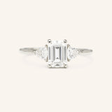 Summer Triangle Emerald Moissanite Three Stone Engagement Ring