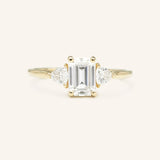 Summer Triangle Emerald Moissanite Three Stone Engagement Ring