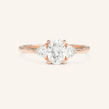Summer Triangle Oval Moissanite Three Stone Engagement Ring