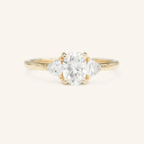 Summer Triangle Oval Moissanite Three Stone Engagement Ring