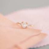 Summer Triangle Oval Moissanite Three Stone Engagement Ring