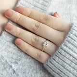 Summer Triangle Oval Moissanite Three Stone Engagement Ring
