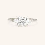 Summer Triangle Cushion Three Stone Moissanite Engagement Ring