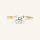Summer Triangle Cushion Three Stone Moissanite Engagement Ring