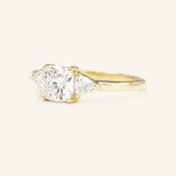 Summer Triangle Cushion Three Stone Moissanite Engagement Ring