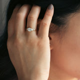 Summer Triangle Cushion Three Stone Moissanite Engagement Ring