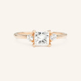 Blushing Bride Princess Cut Moissanite Three Stone Engagement Ring