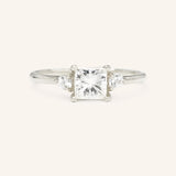 Blushing Bride Princess Cut Moissanite Three Stone Engagement Ring