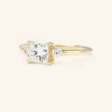 Blushing Bride Princess Cut Moissanite Three Stone Engagement Ring