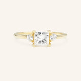 Blushing Bride Princess Cut Moissanite Three Stone Engagement Ring