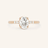 Hidden Halo Oval Moissanite Engagement Ring with Diamond Accents