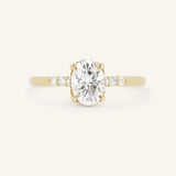 Hidden Halo Oval Moissanite Engagement Ring with Diamond Accents