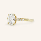 Hidden Halo Oval Moissanite Engagement Ring with Diamond Accents