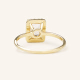 BRIDAL ROSE Halo Emerald Cut Moissanite Engagement Ring