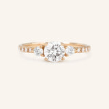 Starlight Round Three Stone Moissanite Diamond Engagement Ring