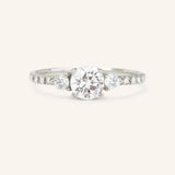 Starlight Round Three Stone Moissanite Diamond Engagement Ring