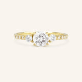 Starlight Round Three Stone Moissanite Diamond Engagement Ring