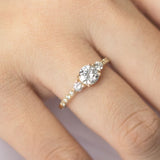 Starlight Round Three Stone Moissanite Diamond Engagement Ring