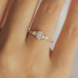 Starlight Round Three Stone Moissanite Diamond Engagement Ring