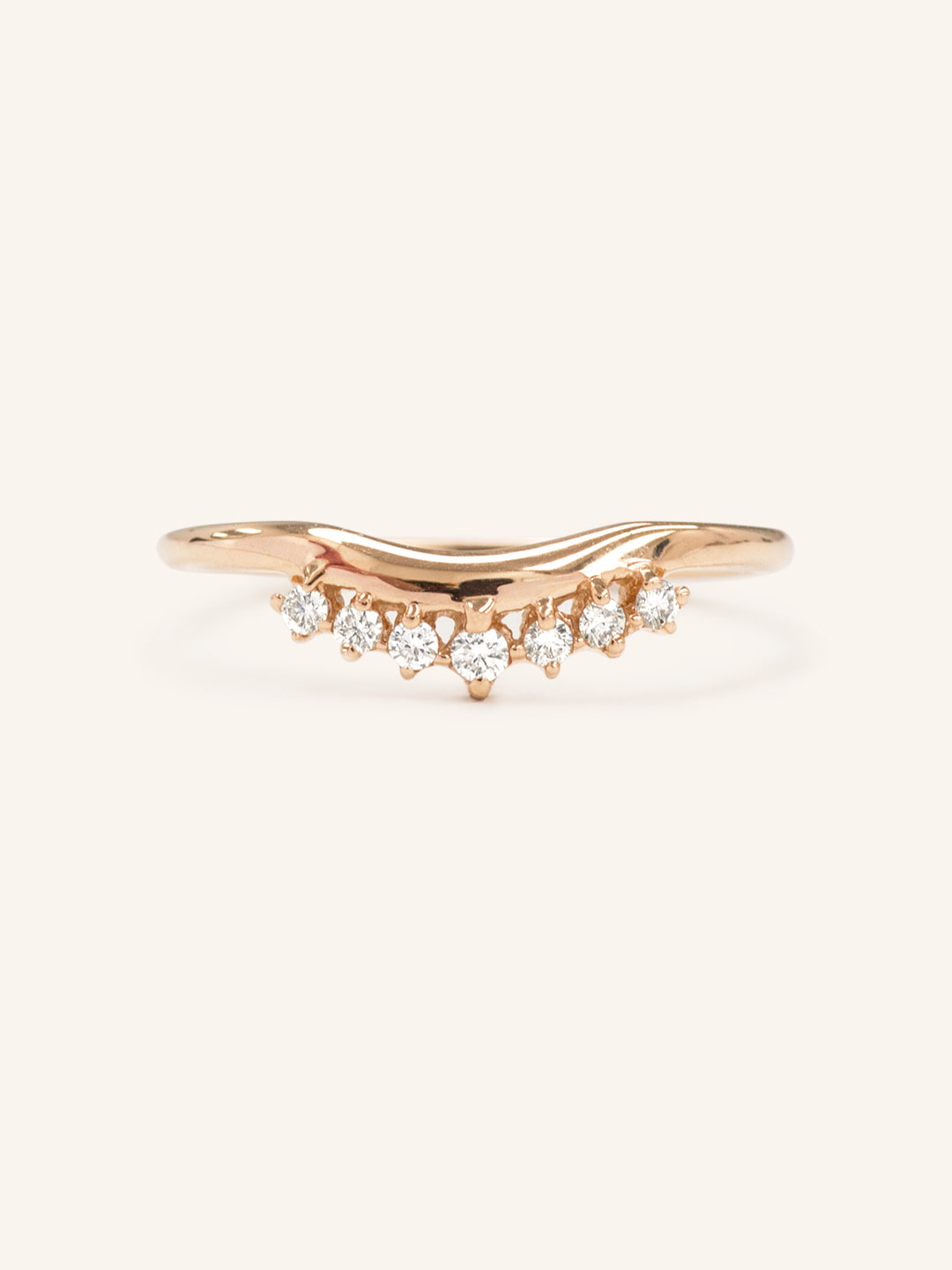 Crown Diamond Curved Wedding Ring