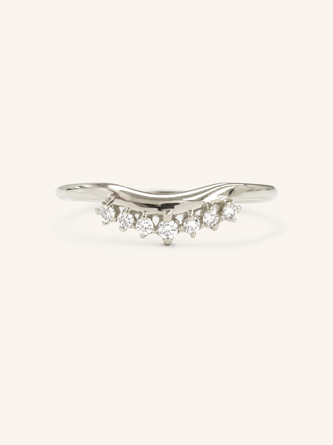 Crown Diamond Curved Wedding Ring