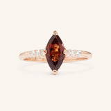 Hidden Halo Marquise Garnet Engagement Ring with Diamond Accents