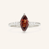 Hidden Halo Marquise Garnet Engagement Ring with Diamond Accents