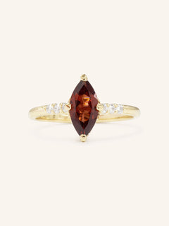 Hidden Halo Marquise Garnet Engagement Ring with Diamond Accents