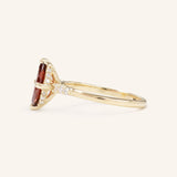 Hidden Halo Marquise Garnet Engagement Ring with Diamond Accents