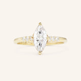 Hidden Halo Marquise Moissanite Engagement Ring with Diamond Accents
