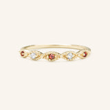 Sequin Garnet Diamond Ring