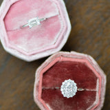 East West Emerald Step Cut Diamond Solitaire Engagement Ring