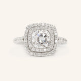 Akin to Love Cushion Moissanite and Diamond Engagement Ring