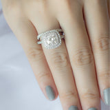 Akin to Love Cushion Moissanite and Diamond Engagement Ring