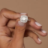 Akin to Love Cushion Moissanite and Diamond Engagement Ring
