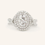 Akin to Embrace Oval Moissanite and Diamond Engagement Ring